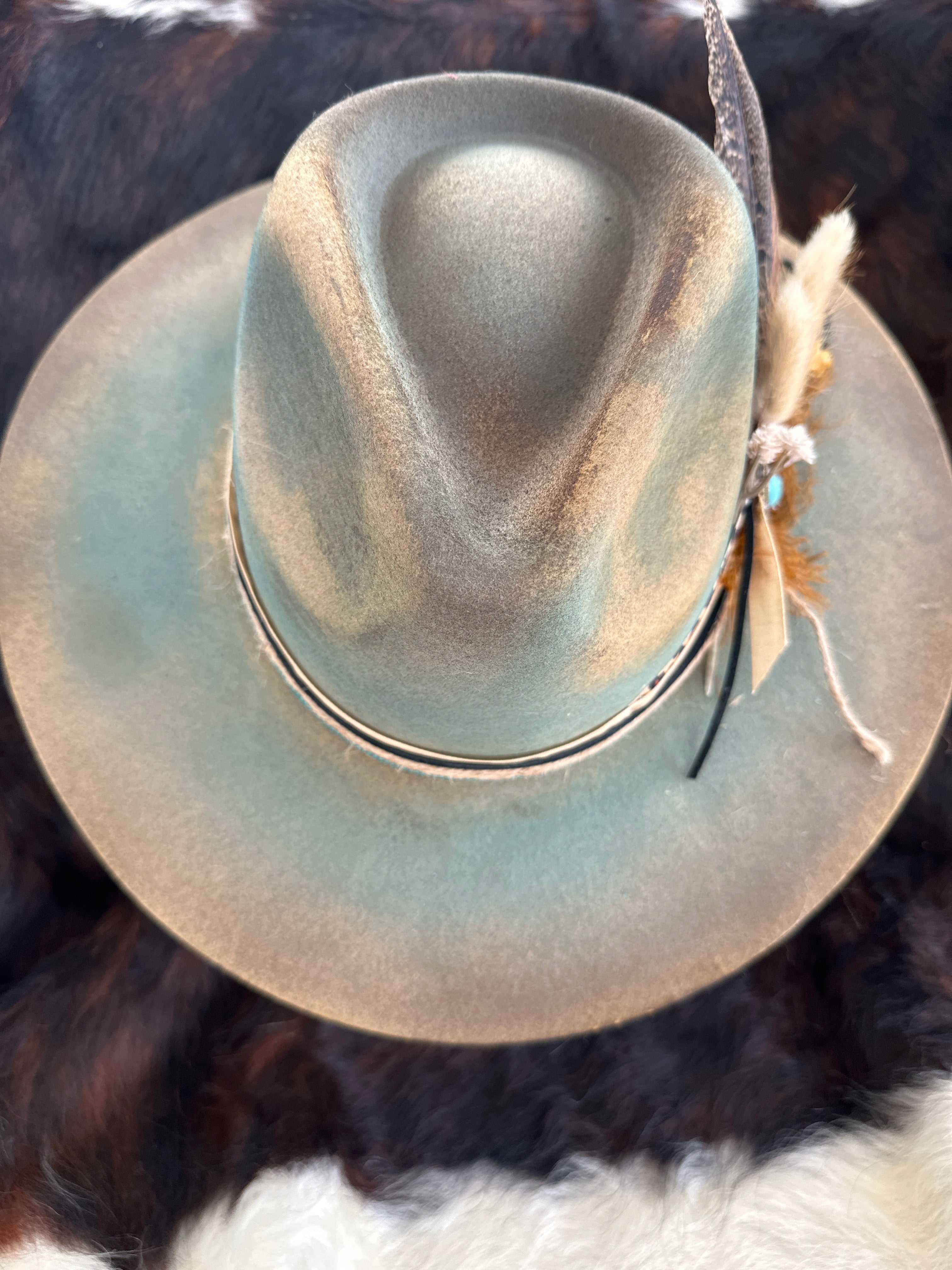Vintage turquoise with partial leopard band
